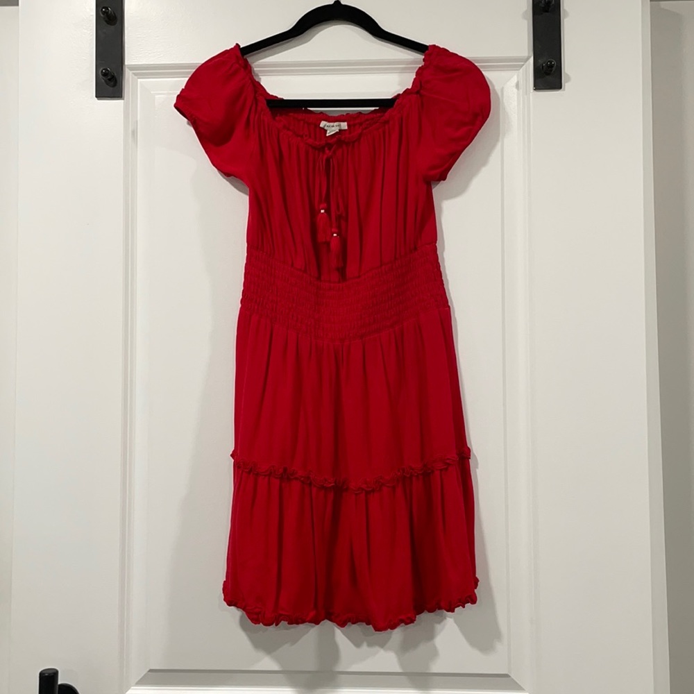 Off the shoulder red dress